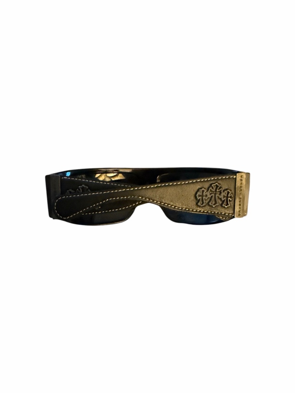 Chrome Hearts Black Hard James Sunglasses RARE Black Leather Triple Cross - Picture 6 of 7